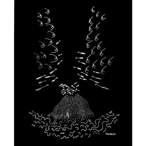 SG76 
The Sack of Lanka 
Silver ink on black paper 
30 x 22 inches 
Unavailable